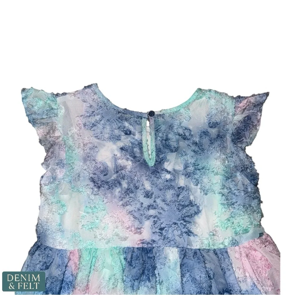 Pippa & Julie Girls 6X Blue‎ Pink Pastel Lace Overlay Party Dress